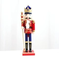 Schiaccianoci re in legno da 38cm con uniforme rossa e scettro dorato decoro natalizio - Stile Re (38cm)