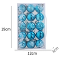 15-piece set of bright blue 4cm Christmas balls with glitter and embossed finishes - Blue