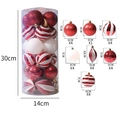Palline di Natale rosse e bianche con motivi glitter e pendenti in confezione trasparente - Stile Medio / 6cm