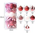 Set di 25 decorazioni natalizie rosse e bianche con glitter e palline a forma di cipolla - Stile Grande / 8cm