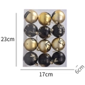 Set di 12 palline di Natale nere e oro con motivi dipinti a mano in scatola da 23cm - 12 per scatola