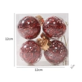 Set di 4 palline di Natale trasparenti con filo laser rosso in scatola da 12 cm - Rosso
