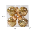 Set di 4 palline di Natale trasparenti con imbottitura laser dorata in scatola chiara - Oro