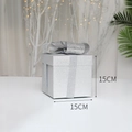 Scatola regalo di Natale argento glitterata con fiocco per decorazioni alberi, misura 15cm - 15CM / Argento