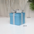Scatola regalo di Natale blu 15cm con un grande fiocco in nastro argento glitter - 15CM / Blu