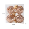 Set di 4 palline di Natale trasparenti riempite con fili metallici laser oro rosa - Champagne