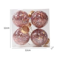 Pack of 4 transparent Christmas balls with rose gold metallic laser wire 12cm box - 4 Pcs Pack / Rose Gold