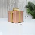 Pink 15cm Christmas gift box with glitter finish and a golden decorative ribbon bow - 15CM / Champagne Gold