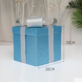 Blue 20cm glitter gift box with a silver sparkling bow for Christmas tree decoration - 20cm / Blue