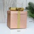 20cm rose gold glitter square Christmas gift box with decorative golden glitter bow - 20cm / Champagne Gold