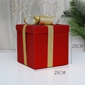 Red 25cm Christmas gift box with gold glitter ribbon for festive tree decoration - 25cm / Red