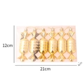 Set of 6 gold electroplated candy-shaped Christmas tree ornaments with frosted stripes - Gold