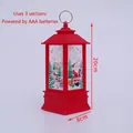 Red Christmas lantern with Santa graphics and top metal ring, 20cm height for holiday decor - Santa Claus / Red