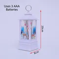 White Christmas lantern with reindeer scene, 20cm height, powered by 3 AAA batteries - Elk / White