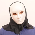 Passamontagna in tessuto nero elastico con maschera bianca integrale per cosplay e Halloween - Bianco