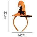 Halloween headband with orange velvet mini witch hat and broom silhouette 22cm size - Witch Hat