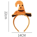 Halloween pumpkin witch hat headband in orange, dimensions 22cm by 14cm size guide - Pumpkin Hat