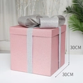 Pink glitter Christmas gift box 30cm with silver sparkling bow ornament for tree decor - 30cm / Rose Gold