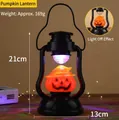 Lanterna LED zucca di Halloween con manico e design di lampada a petrolio arancione - Zucca
