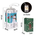 Detailed view of white snowman Christmas lantern and green gift box with 10x6x6cm dimensions - Gift Box Light / White Snowman