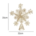 Punta per albero di Natale a stella dorata da 35 cm con fiocchi di neve e glitter oro - Oro