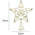 Cime de sapin de Noël en étoile dorée ajourée, hauteur 24 cm avec base spirale - Doré