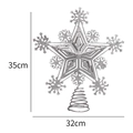 Puntale per albero di Natale a fiocco di neve argento con glitter e base, altezza 35 cm - Argento