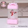 Pink snowman Christmas lantern decoration with liquid glitter and gift box design - Snowman / Pink Snowman