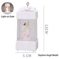 White gift box shaped Christmas water lantern with angel figure and bow top, 12x5cm size - Angel / White Angel