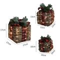Dreiteiliges Set leuchtende Rattangeschenkboxen mit roten Schleifen und LED-Licht - 3-teiliges Set / 10cm 13cm 17cm 3-Teiliges Geschenkbox-Set