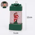 Green Christmas gift box snow globe lantern with Santa Claus and bow hanger 12cm - Santa Claus / Green Santa Claus