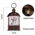 Bronze snowman lantern with glitter snow, 14cm height lighting status display - Snowman Interior