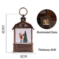 Vintage bronze Christmas lantern with Santa tree and glittering snow effect 14cm - Child and Tree Interior