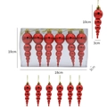 6er-Set rote galvanisierte Eiszapfen-Ornamente für den Weihnachtsbaum mit goldenen Schnüren - Rot