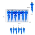 Lot de 6 décorations de Noël en forme de glaçons bleus galvanisés de 10cm - Bleu