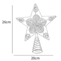 Estrella plateada de 26 cm para árbol de Navidad con purpurina y base de espiral - Plateado