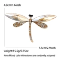Elegante spilla a libellula in lega dorata con cristalli champagne, 4,0 cm x 7,3 cm - Champagne (MM-BR-5153-CH)
