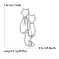 Minimalist cat silhouette brooch with shimmering rhinestones and white pearl pendant - Silver