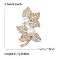 Elegante spilla a foglia con perle e strass scintillanti per accessorio da donna - Oro