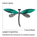 Spilla a libellula con strass verdi e ali sfaccettate completa di misure dettagliate - Verde (MM-BR-5153-GN)