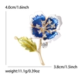 Elegant gold flower brooch with blue enamel petals and sparkling rhinestones for women - Blue (5163-BL)