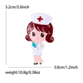 Cartoon nurse alloy brooch with red cross hat and enamel finish, 5.2cm tall pin - White