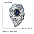 Detailed size specifications for a retro hollow blue crystal brooch with 7.1cm x 5.0cm dimensions - Antique Silver Blue