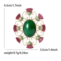 Vintage green thistle badge brooch in gold-tone alloy with dimensions and weight - Green (MM-BR-5175)