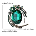 Vintage groene glazen kristallen broche met smaragdsteen en strass bloemaccenten - Groen