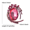 Vintage bronzen broche met grote ovale roze kristal en paarse strass, 4,8cm x 4,0cm - Rozerood