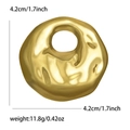 Spilla rotonda irregolare in metallo liquido con trama a specchio, 4,2 cm, peso 11,8 g - Oro