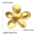 Golden liquid metal flower brooch with matte finish, size 3.5cm x 3.8cm and 7.6g weight - Gold (MM-BR-5071-GD)