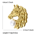 Broche de cabeza de caballo dorado con perla blanca, joyería de acero inoxidable - Dorado