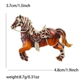 Detailed view of enamel horse brooch with dimensions 4.8cm by 3.7cm and weight 8.7g - Brown